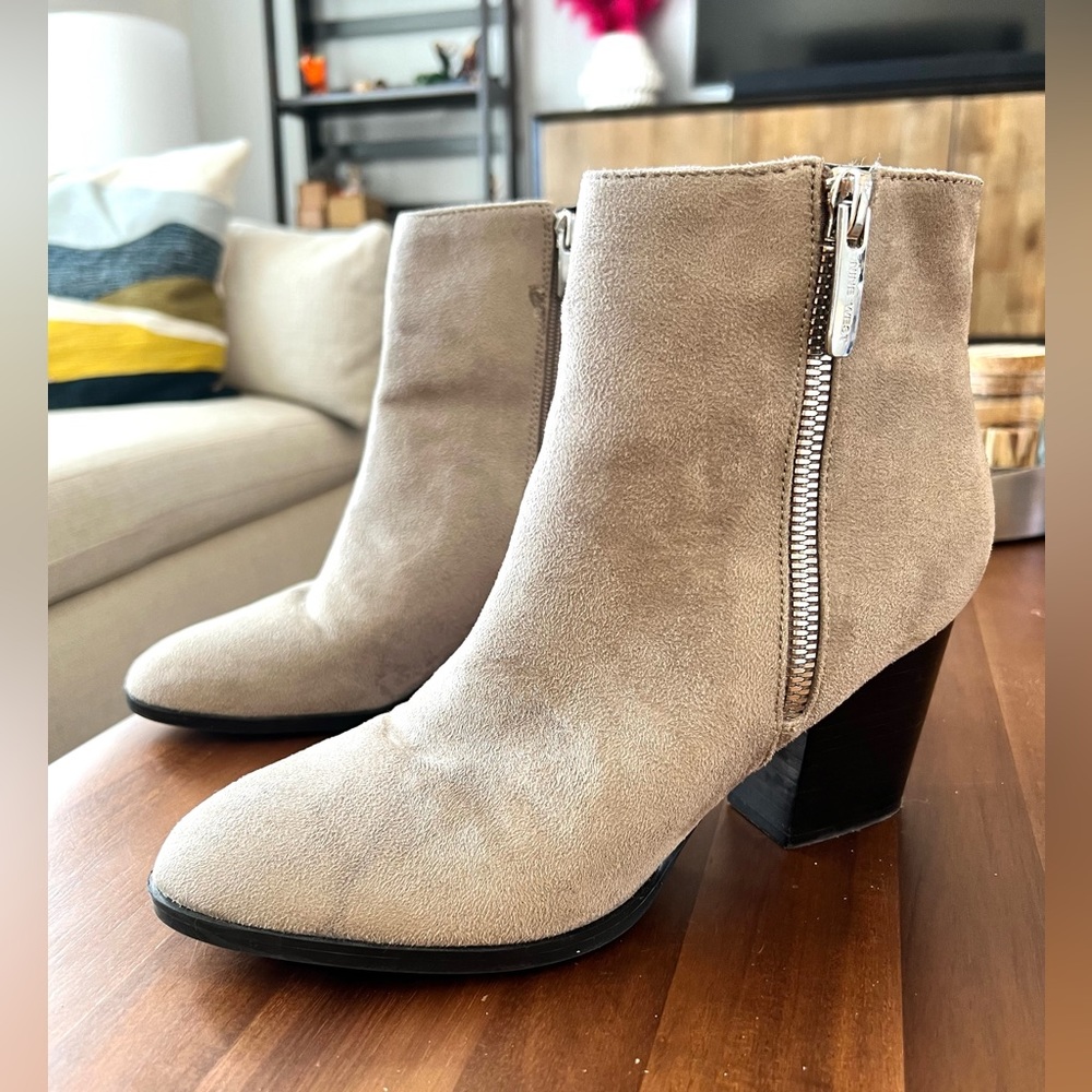 Nine West Taupe Faux Suede Heeled Boots